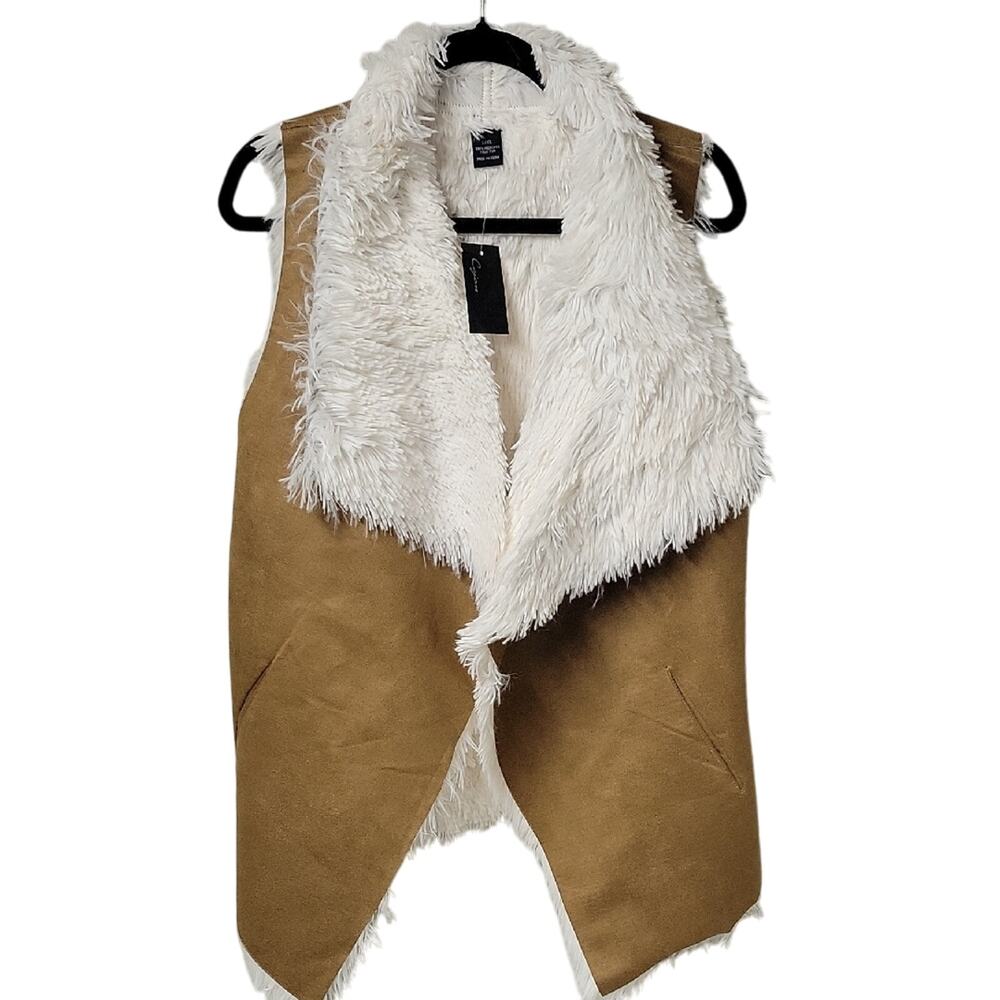 Cejon Faux Suede Faux Fur Vest Womens Size Large XLarge NWT
